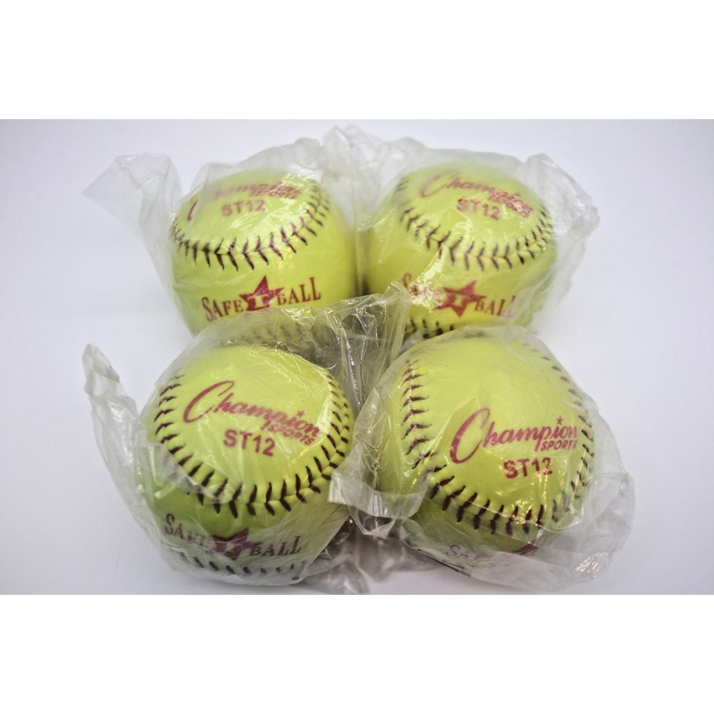 Champion Sports ST12 Safe T-Ball Softballs | 12 Inch Sponge Core | Set of 4 NIP